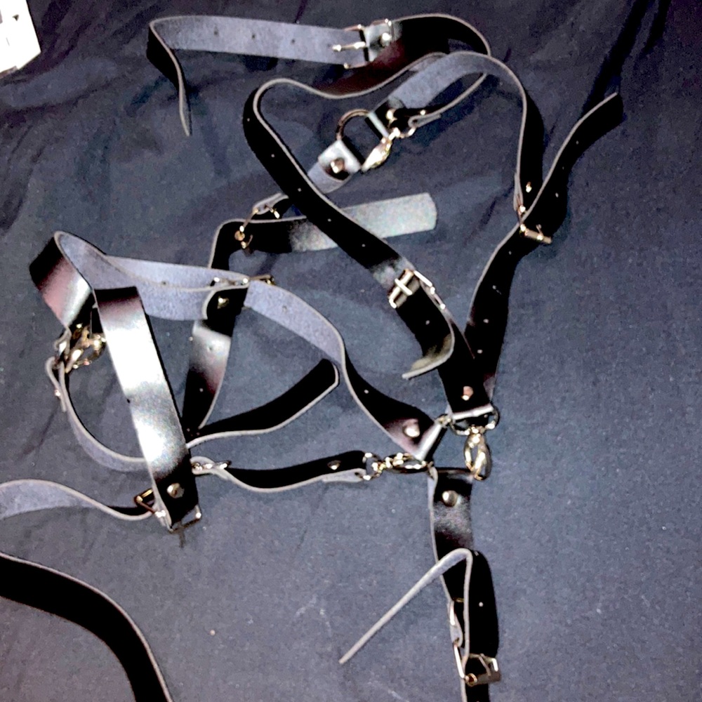 Faux leather body harness